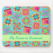 Turquoise Personalized Quilt Blocks Mousepad Muismat (Voorkant)