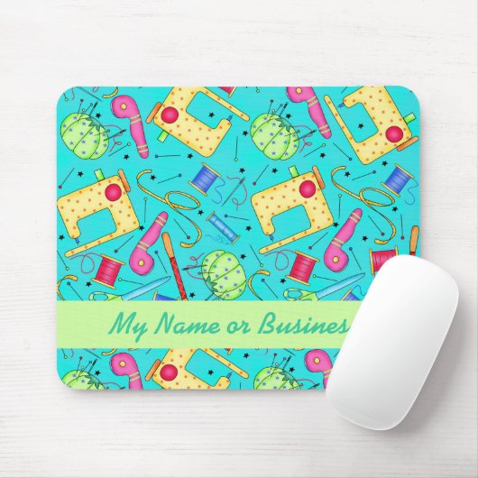 Turquoise Personalized Sewing Art Mousepad Muismat (Met muis)