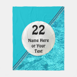 Turquoise Personalized Volleyball Fleece Blanket