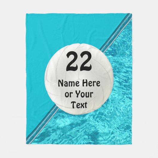 Turquoise Personalized Volleyball Fleece Blanket (Voorkant)