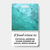 Turquoise Personeels- en Docenten Foto ID Sjabloon Badge (Achterkant)
