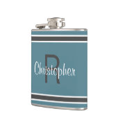 Turquoise Persoonlijke Monogram Naam Initiaal Dran Heupfles (Links)