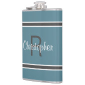 Turquoise Persoonlijke Monogram Naam Initiaal Dran Heupfles (Links)