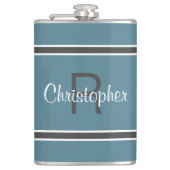 Turquoise Persoonlijke Monogram Naam Initiaal Dran Heupfles (Voorkant)