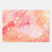 Turquoise perzik bloesem kleurrijke hemelse sterre inpakpapier vel (Voorkant 3)