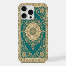 Turquoise Perzisch Tapijt Hoesje Florale Medaillon