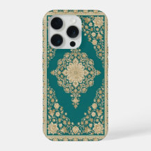 Turquoise Perzisch Tapijt Hoesje Sierlijke Lijst
