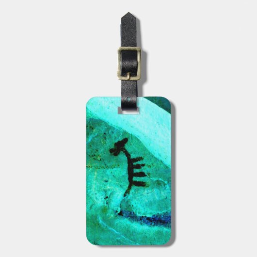 turquoise petroglyph label bagagelabel (Voorkant verticaal)