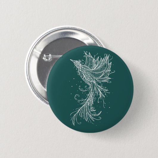 Turquoise Phoenix Button (Voorkant /achterkant)