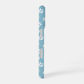 turquoise phone cover with white flowers iPhone 16 hoesje (Rechterkant)