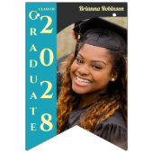 Turquoise Photo Graduation Party Congratulations Vlaggetjes (Tweede vlag)