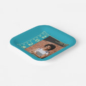 Turquoise Photo Modern Graduation Cap Party Papieren Bordje (Gebogen)