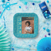 Turquoise Photo Modern Graduation Cap Party Papieren Bordje (Feest)