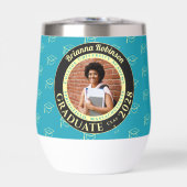 Turquoise Photo Modern Graduation Gift Tumbler (Voorkant)