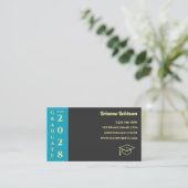 Turquoise Photo Modern Graduation Name Card Contactkaartje (Staand voorkant)