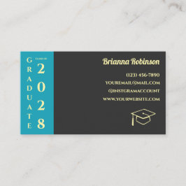 Turquoise Photo Modern Graduation Name Card Contactkaartje