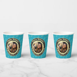 Turquoise Photo Modern Graduation Party Papieren Bekers