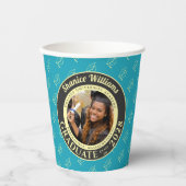 Turquoise Photo Modern Graduation Party Papieren Bekers (Voorkant)