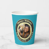 Turquoise Photo Modern Graduation Party Papieren Bekers (Achterkant)