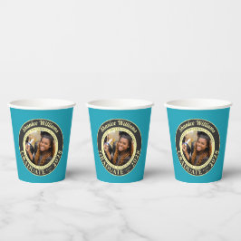 Turquoise Photo Modern Graduation Party Papieren Bekers