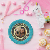Turquoise Photo Modern Graduation Party Papieren Bordje (Feest)