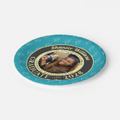 Turquoise Photo Modern Graduation Party Papieren Bordje (Gekanteld)