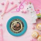 Turquoise Photo Modern Graduation Party Papieren Bordje (Feest)
