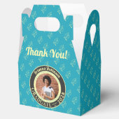 Turquoise Photo Modern Graduation Party Thank You Bedankdoosjes (Geopend)