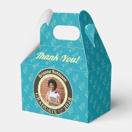 Turquoise Photo Modern Graduation Party Thank You Bedankdoosjes