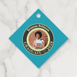 Turquoise Photo Modern Graduation Party Thank You Bedankjes Labels