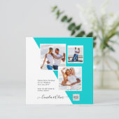 Turquoise Photo Wedding Invite QR Code Save Date (Staand voorkant)