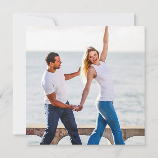 Turquoise Photo Wedding Invite QR Code Save Date (Achterkant)