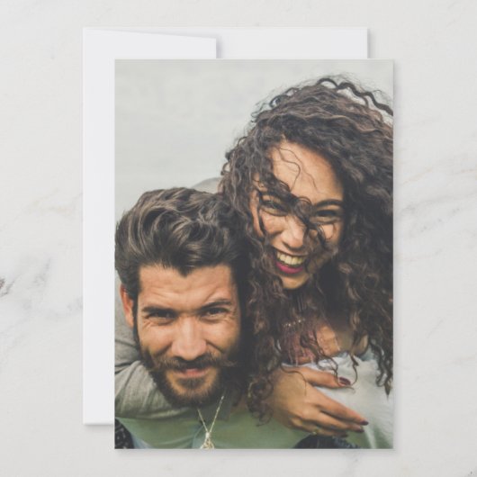 Turquoise Photo Wedding Invite QR Code Save Date Kaart (Achterkant)