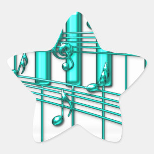 Turquoise piano toetsenbord ster sticker