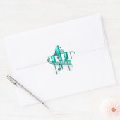 Turquoise piano toetsenbord ster sticker (Envelop)