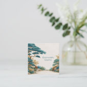 Turquoise Pine Tree Desert Landscape Artistic Vierkante Visitekaartje (Staand voorkant)