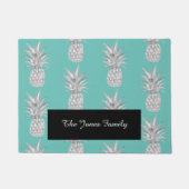 Turquoise Pineapple Tropical Pattern Vloermat Deurmat (Voorkant)