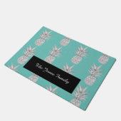 Turquoise Pineapple Tropical Pattern Vloermat Deurmat (Schuin)