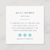 Turquoise Pineapple Vierkante Visitekaartje (Achterkant)