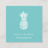 Turquoise Pineapple Vierkante Visitekaartje (Voorkant)