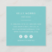 Turquoise Pineapple Vierkante Visitekaartje (Achterkant)