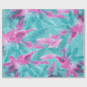 Turquoise Pink Abstracte Hawaiian Flowers Cadeaupapier (Vlak)