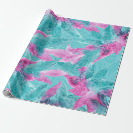 Turquoise Pink Abstracte Hawaiian Flowers Cadeaupapier