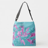 Turquoise Pink Abstracte Hawaiian Flowers Crossbody Tas (Achterkant)