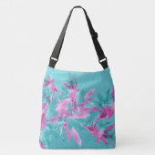 Turquoise Pink Abstracte Hawaiian Flowers Crossbody Tas (Voorkant)