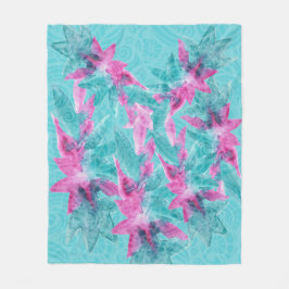 Turquoise Pink Abstracte Hawaiian Flowers Fleece Deken