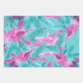 Turquoise Pink Abstracte Hawaiian Flowers Inpakpapier Vel (Voorkant)