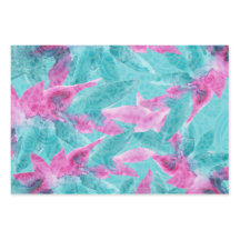 Turquoise Pink Abstracte Hawaiian Flowers