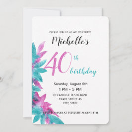 Turquoise Pink Abstracte Hawaiian Flowers Kaart