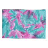 Turquoise Pink Abstracte Hawaiian Flowers Kussensloop (Achterkant)
